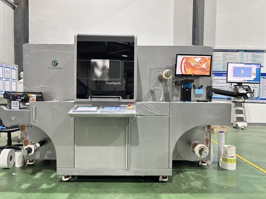 Máquina de embellecimiento digital de etiquetas con velocidad máxima de 60 m/min. Resolución 360*360 dpi y espesor de la capa de barniz de 10 a 150 micro