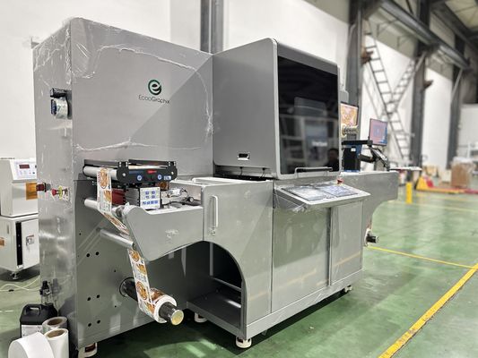 Máquina de embellecimiento digital de etiquetas con velocidad máxima de 60 m/min. Resolución 360*360 dpi y espesor de la capa de barniz de 10 a 150 micro