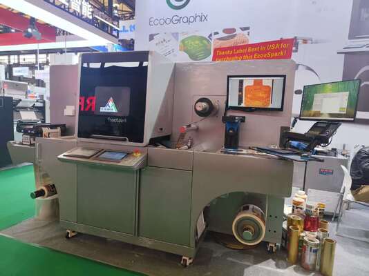 Máquina de barnizado, impresión y estampado en frío para etiquetas digitales post-impresión de 450 mm